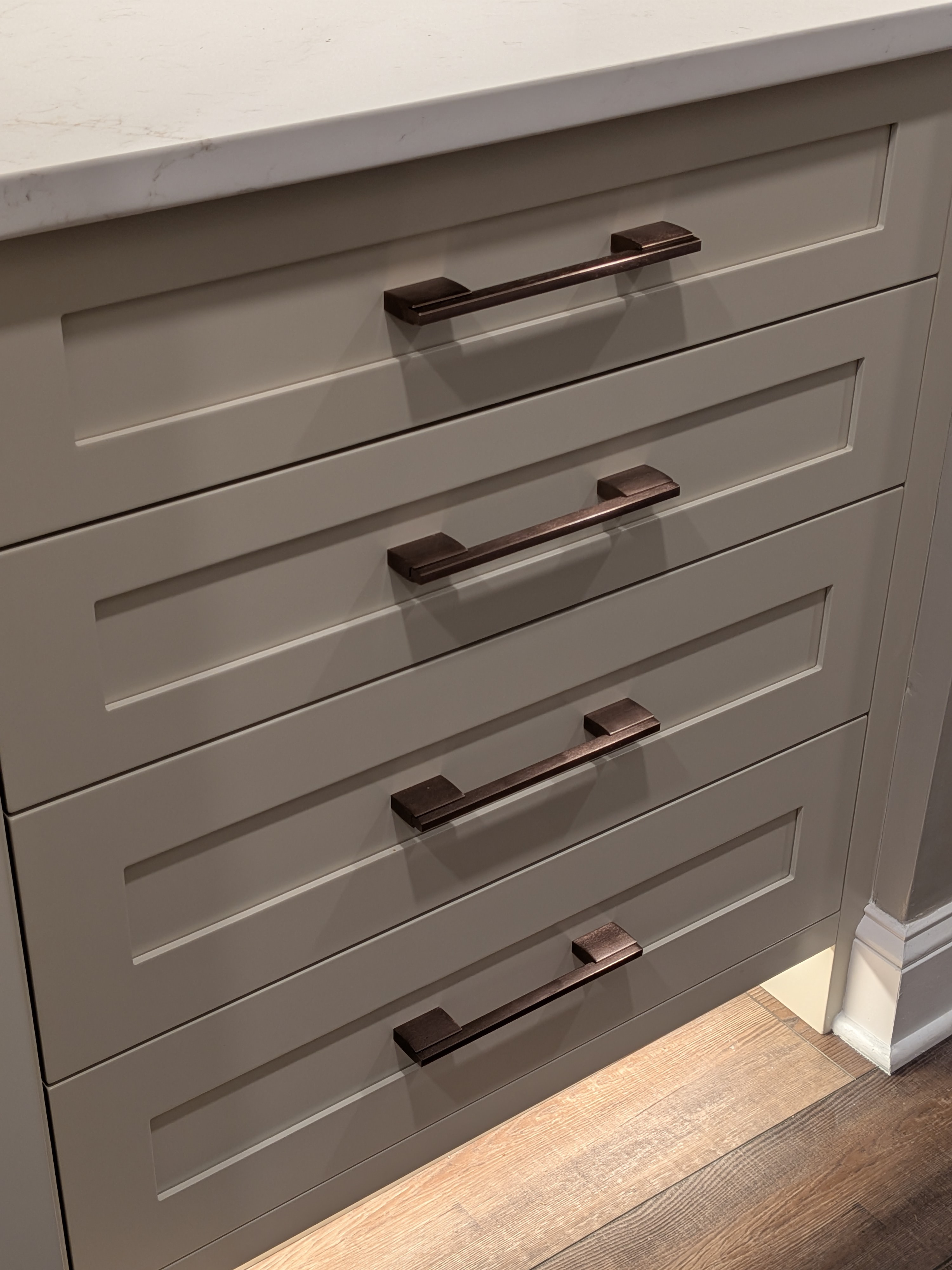 Drawer detail with bronze hardware